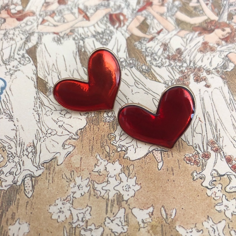 Red Heart ♥️ Earrings - Picture 2 of 4